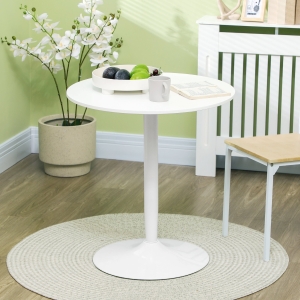 HOMCOM Modern Kitchen Table for 2, Round Dining Table with Steel Base for Living Room, Dining Room, White