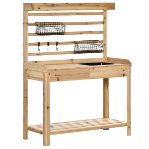Outsunny Potting Bench Table, Garden Work Bench, Workstation