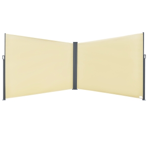 Outsunny 20' Double Retractable Patio Side Awning Garden Sun Shade with UV-Fighting Screen, Auto Pull-Back Function, & Steel Frame, Outdoor or Indoor Use, Beige