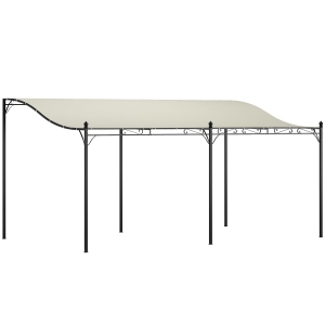Outsunny 10' x 16' Wall-Mounted Outdoor Pergola Canopy, Metal Patio Canopy with Drainage Holes for Backyard Garden, Cream White