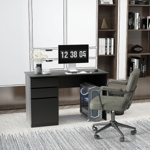 HOMCOM Computer Desk with Storage, PC Table with Drawers and Cabinet for Home Office, Study Room, Black