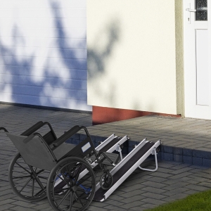 HOMCOM Telescopic Wheelchair Ramp, 8ft, 600 lbs, Aluminium Threshold Ramp, 2 Pack, for Home Steps, Mobility Scooters, Stairs