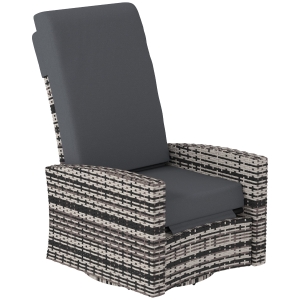Outsunny Outdoor Wicker Swivel Recliner Chair, Lifting Footrest, 360° Rotating Basic, Water-resistant Cushions, Gray
