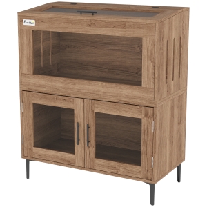 PawHut 30 Gallon Stackable Reptile Tank w/ Storage Cabinet, Top Opening, for Bearded Dragon, Lizard, Snake, Hamster