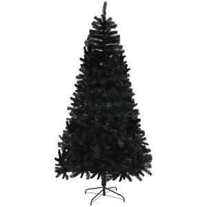 HOMCOM 7.5ft Unlit Artificial Black Christmas Tree, Holiday Décor with 1346 Branch Tips, Auto Open and Steel Base