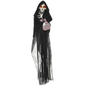 HOMCOM Guitar-Playing Grim Reaper Outdoor Halloween Decoration Animatronic