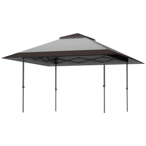 Outsunny 13' x 13' Pop Up Canopy Tent, UPF50+ Tents for Parties, Height Adjustable, with Wheeled Carry Bag and 4 Sand Bags, Gray