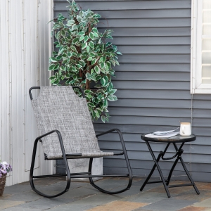 Outsunny Garden Rocking Chair, Outdoor Indoor Texteline Rocker for Patio, Balcony, Porch, Grey