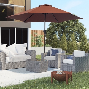 patio様 Outsunny 7' x 10' Wooden Patio Umbrella Rectangle Garden