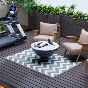 Outsunny Reversible Outdoor RV Rug, Patio Floor Mat, 4' x 6' Plastic Straw Rug for Backyard, Deck, Beach, Camping, Grey & White