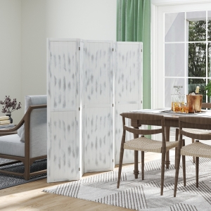HOMCOM Screen Divider Room Divider Screen with Foldable Design for Indoor Bedroom Office 5.5' Rustic White