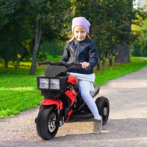 Aosom Kids Electric Pedal Motorcycle Ride-On Toy 6V Battery Powered w/ Music Horn Headlights Motorbike for Girls Boy Red