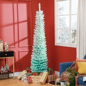 HOMCOM 7' PVC Slim Pencil Artificial Christmas Tree 500 Branch Tips