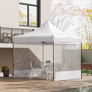 Outsunny 10' x 10' Pop Up Canopy Tent Gazebo with Wheeled Carry Bag and Sides, Height Adjustable for Outdoor, Patio, Garden