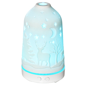 HOMCOM 100ml Ultrasonic Aromatherapy Diffuser, Essential Oils Humidifier with Ceramic Cover, 7 Colors LED Lights, Timer, Waterless Auto-off for Home and Office, White