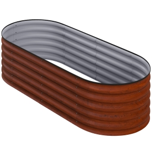 Outsunny 4.9' x 2' x 1.4' Galvanized Raised Garden Bed Kit, Metal Planter Box with Safety Edging, Brown
