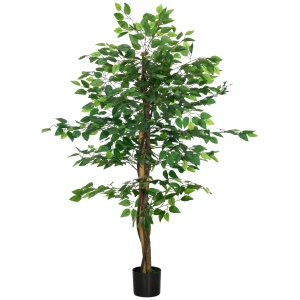HOMCOM 5ft Artificial Tree, Indoor Fake Ficus with Pot for Home Office Living Room Decor