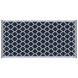 Outsunny Reversible Outdoor Rug, 9' x 18' Waterproof Plastic Straw Floor Mat, Portable RV Camping Carpet, Large Floor Mat for Backyard, Deck, Picnic, Beach, Blue & White