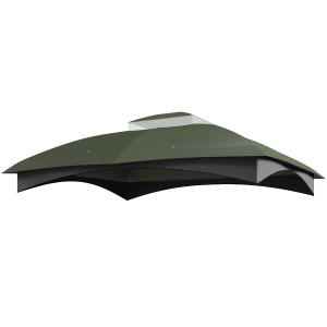 Outsunny 10' x 12' 2-Tier Gazebo Cover, Patio Gazebo Canopy Replacement with Drainage Holes for 84C-210 Series, Green