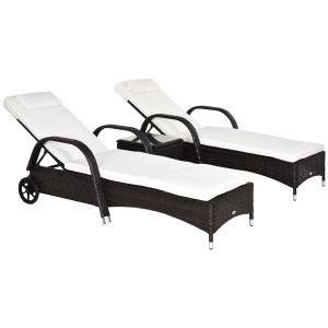 ジェームス・リジィ OUTDOOR LUNCHEN Outsunny 3 Pieces Patio Wicker Chaise Lounge Chair Set