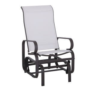 Outsunny Gliding Lounger Chair, Single Rocker with Lightweight Metal & Mesh Construction, White