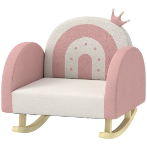 Qaba Kids Rocking Chair, Princess Crown Toddler Chair, Children's Armchair Rocker for Bedroom, Playroom, Pink
