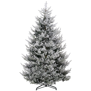 HOMCOM 9 FT Artificial Christmas Tree, Flocked Hinged Xmas Tree with 1939 Tips, Steel Base, Auto Open, Green