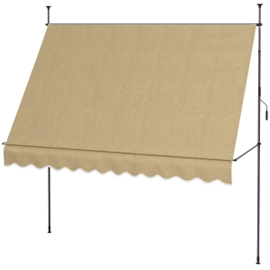 Outsunny 10' x 4' Manual Retractable Awning, Non-Screw Patio Awning, UV Resistant, for Window or Door, Beige