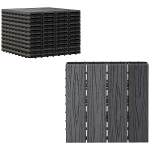 Outsunny Interlocking Deck Tiles, Pack of 11 Outdoor Flooring Patio Tiles, 12" x 12", All Weather for Porch, Balcony, Backyard for a New Classic Look, Grey
