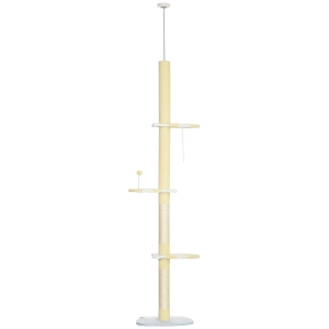 PawHut 4-Tier Floor to Ceiling Cat Tree Height Adjustable 87 -103 Inch