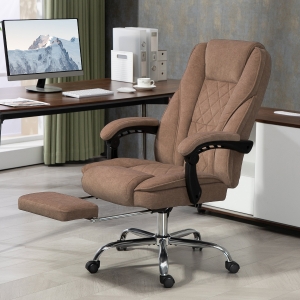 Vinsetto Massage Office Chair, Heated Reclining Computer Chair with Adjustable Height and Footrest, Brown