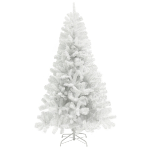 HOMCOM 7.5ft Unlit Artificial White Christmas Tree, Holiday Décor with 1346 Branch Tips, Auto Open and Steel Base