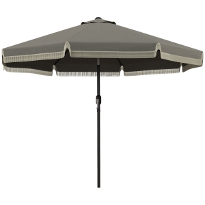 Outsunny 9ft Patio Umbrella Outdoor Table Umbrella w/ Tilt, Crank, Ruffled, 8 Ribs for Garden, Deck, Pool, Dark Gray