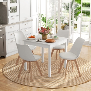 HOMCOM Modern Dining Table Chairs Set of 4, Rubber Wood Kitchen Table Chairs with PU Leather Cushion for Living Room, Bedroom