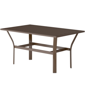 Outsunny Outdoor Coffee Table with Slatted Tabletop, All-Weather Rectangle Metal Patio Coffee Table for Garden, Brown
