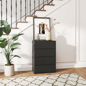 HOMCOM 4 Drawer Chest Storage Cupboard Freestanding Drawer Unit, Black