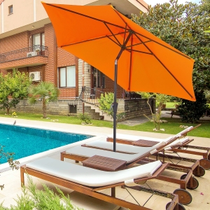 patio様 Outsunny 7' x 10' Wooden Patio Umbrella Rectangle Garden