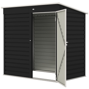 Outsunny 6' x 4' Outdoor Garden Shed, Metal Storage Shed with Lockable Door and Gloves for Backyard Garden Patio, Dark Gray