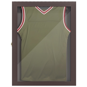 HOMCOM 23.5" x 31.5" UV-Resistant Sports Jersey Frame Display Case, Brown