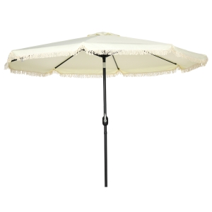 Outsunny 9 ft Cantilever Umbrella with Push Button Tilt and Crank Tassles and 8 Ribs Shade Umbrellas for Garden