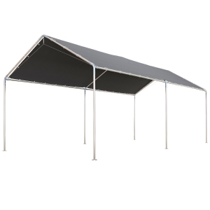 Outsunny 9.6' x 19.5' Carport Heavy Duty Galvanized Car Canopy w/ Included Anchor Kit, 3 Reinforced Steel Cables, Gray