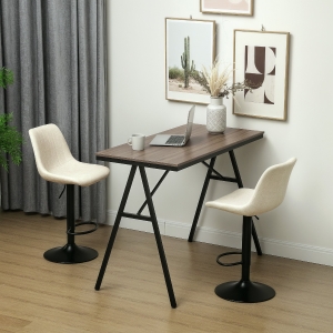 HOMCOM Adjustable Barstools Set of 2, Swivel Bar Stools with Back and Footrest for Kitchen Island Counter, Beige