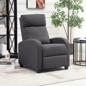 HOMCOM Fabric Recliner Chair Manual Home Theater Seating Single Reclining Sofa Chair w/ Padded Seat for Living Room, Dark Grey