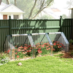 Outsunny Portable Mini Greenhouse Tunnel Growing Tent Plants Flower Warm House w/ Zippered Roll-up Doors, Clear