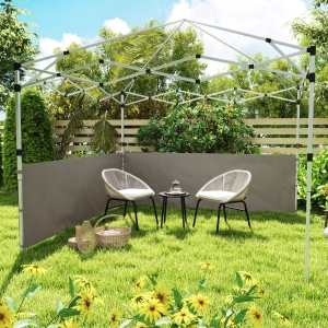 Outsunny Canopy Sidewalls for 10' x 10' or 10' x 20' Pop up Canopy, 2 PCS Canopy Half Walls Only, Grey