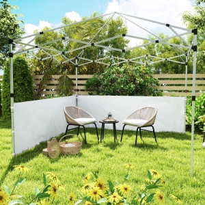 Outsunny Canopy Sidewalls for 10' x 10' or 10' x 20' Pop up Canopy, 2 PCS Canopy Half Walls Only, White