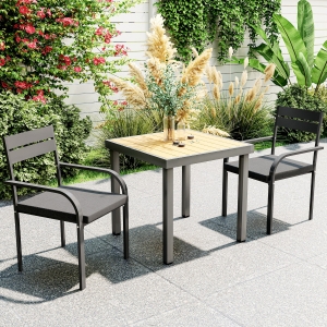 Outsunny 2 Piece Outdoor Dining Chairs with Aluminum Frame, Soft Cushion, for Deck, Garden, Balcony, Poolside, Grey