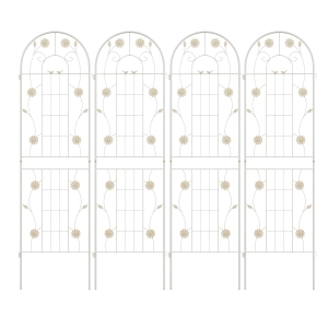 4 Pack Rustproof Metal Garden Trellis for Climbing Plant Support, Outdoor Flower Trellis, Easy Assembly, Cream White