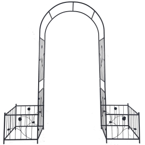 Metal Garden Arch with Anti-Rust Coating, Plant Stands, Easy Assembled Climbing Plants Support, 79.5" L x 20" W x 86.5" H, Black