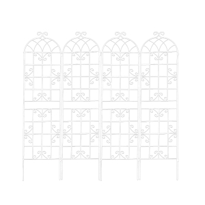 4 Pack Rustproof Garden Climbing Plant Support with Galvanized Round Pipe, Metal Trellis for Outdoor Flowers, 80" L x 87" H, Cream White